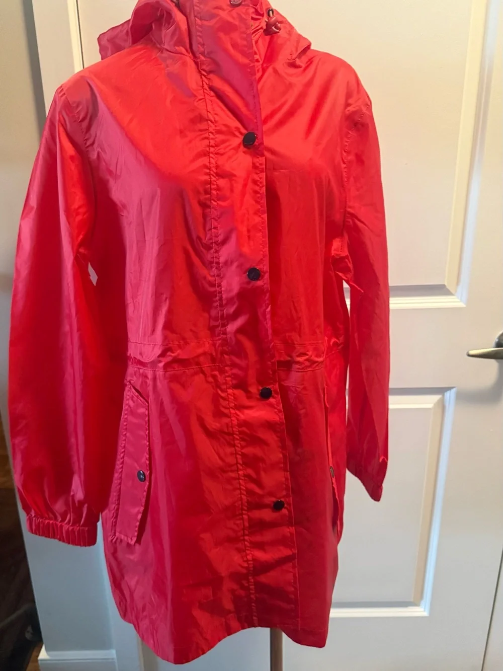 Joules Red Hooded Trench Coat - Picture 6 of 16